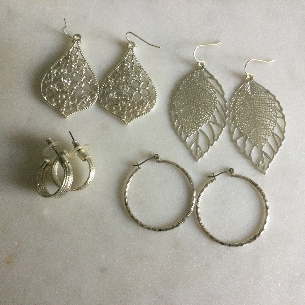 Silver Earrings Bundle of 4